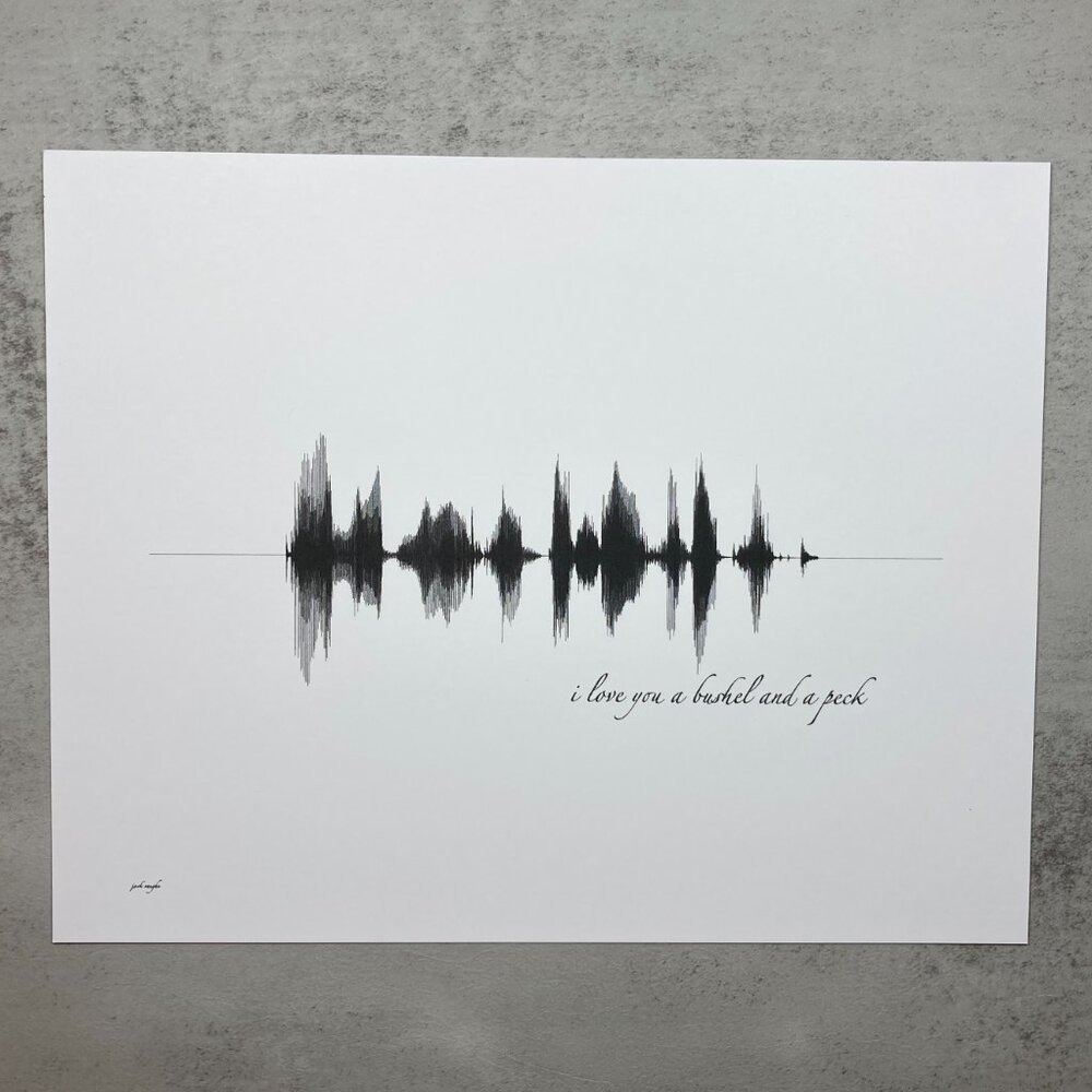 NEW I Love You A Bushel Soundwave Wall Art Print 8x10in Black White Minimalist